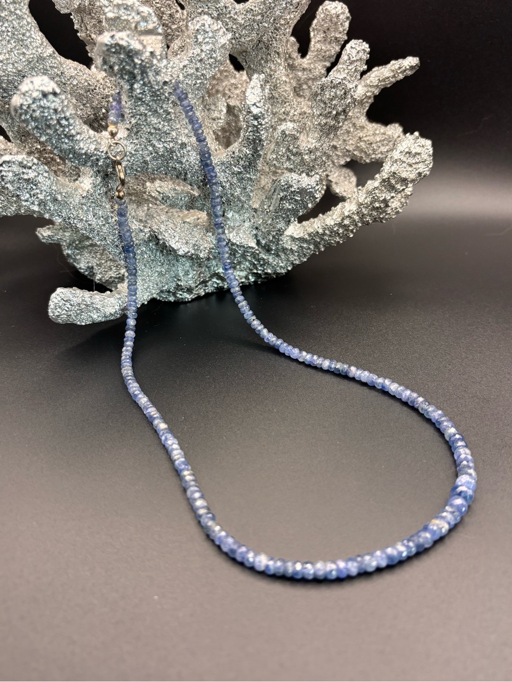 Blue Natural Faceted Sapphire Gemstone Necklace